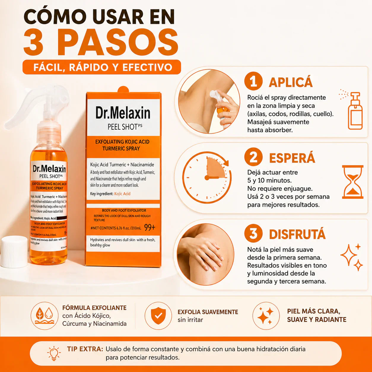 Dr Melaxin Body Peel Spray - Kojic + Turmeric